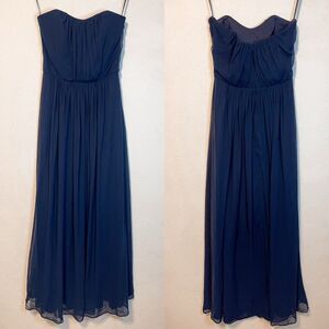 Dessy Collection Strapless Navy Corseted Bridesmaid Prom Formal Gown Size 6 FLAW